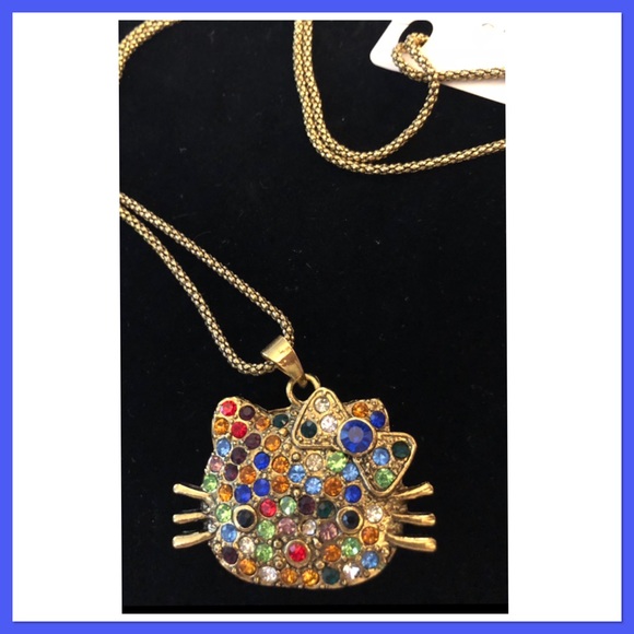 Hello Kitty Rhinestone Necklace NEW - Picture 2 of 2
